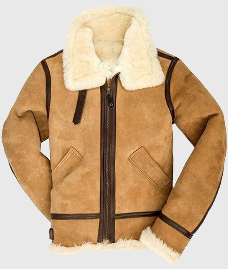 Jake B-3 Brown Shearling Leather Aviator Jacket – Classic Flight Style Meets Warmth