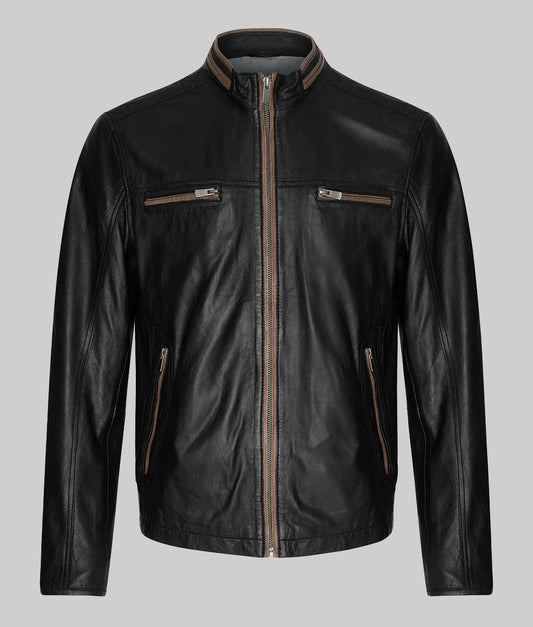 Jason Men’s Black Vintage Western Distressed Leather Jacket