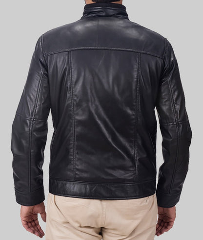 Jason Men’s Black Vintage Western Distressed Leather Jacket