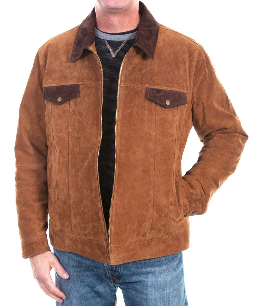 Jaxon Men’s Dual-Tone Suede Trucker Utility Jacket