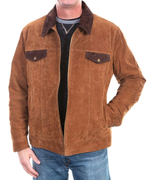 Jaxon Men’s Dual-Tone Suede Trucker Utility Jacket
