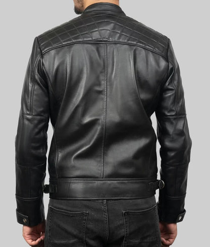 Trendy Men’s Black Slim Fit Biker Leather Jacket