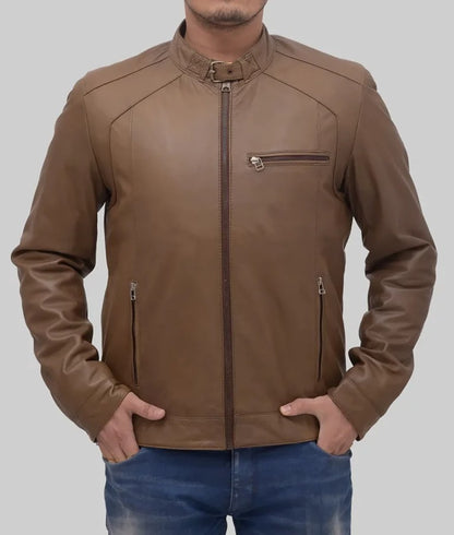 Jerry Men’s Brown Classic Biker Leather Jacket