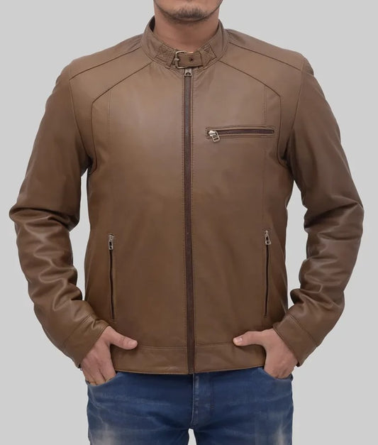 Jerry Men’s Brown Classic Biker Leather Jacket