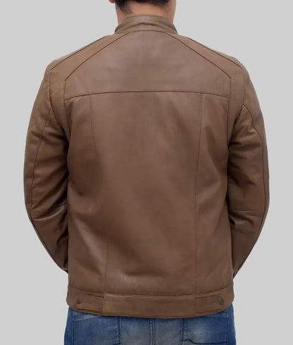 Jerry Men’s Brown Classic Biker Leather Jacket
