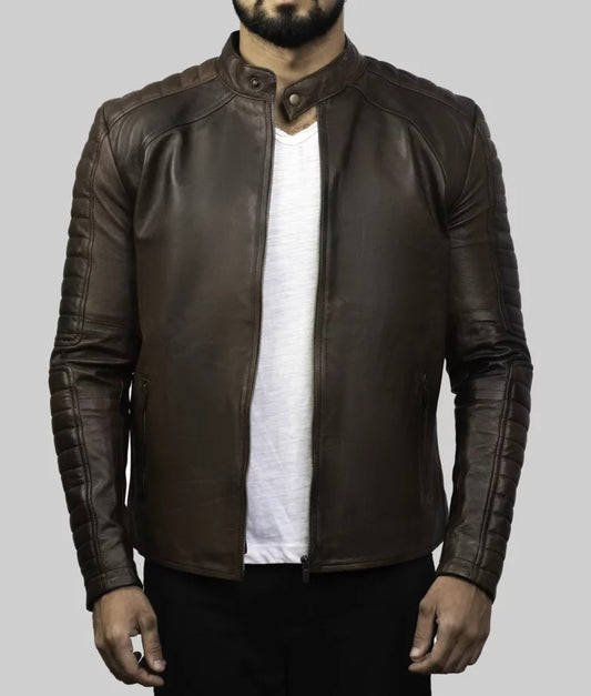 Jim Men’s Brown Vintage Biker Leather Jacket