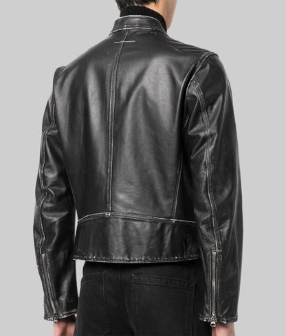 Jimin Inspired Black Leather Biker Jacket