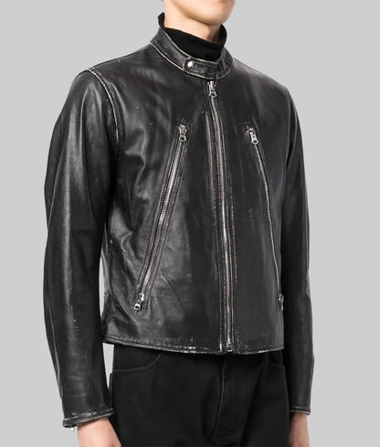 Jimin Inspired Black Leather Biker Jacket