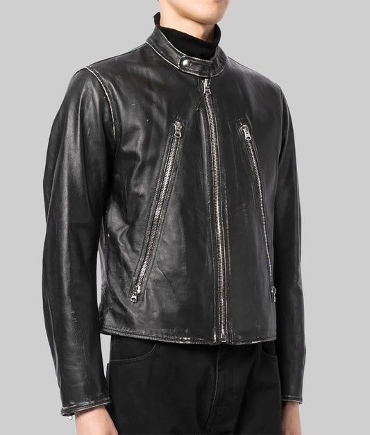 Jimin Inspired Black Leather Biker Jacket