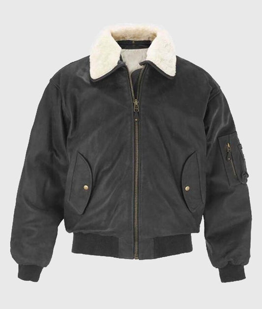 Kurt Men’s Classic Black Leather Bomber Jacket