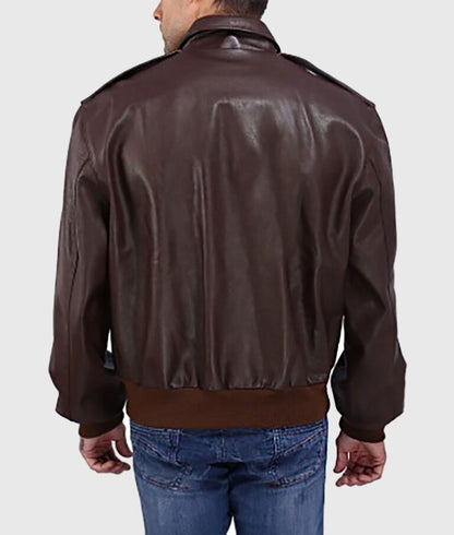 Roco Men’s Brown A-2 Classic Military Bomber Leather Jacket