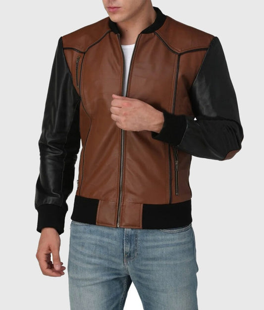 Men's Premium Brown Bomber Genuine Leather Jacket – Classic Aviator Style