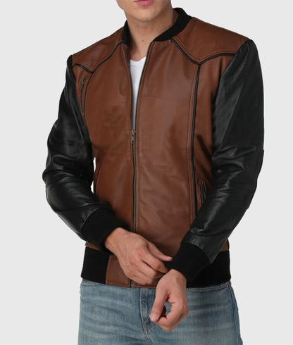 Men's Premium Brown Bomber Genuine Leather Jacket – Classic Aviator Style