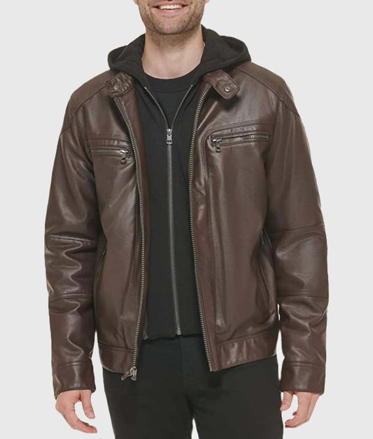 Kayden Men’s Brown Classic Leather Biker Jacket