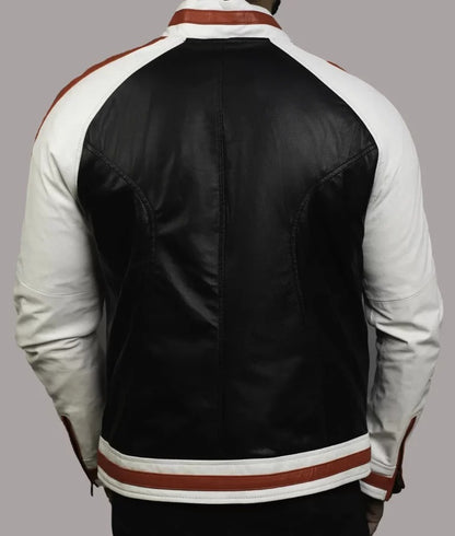 Kelce Men’s Black Leather Varsity Bomber Jacket
