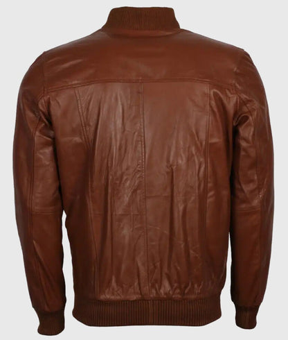 Real Men’s Brown Leather Bomber Jacket – Timeless Rugged Outerwear