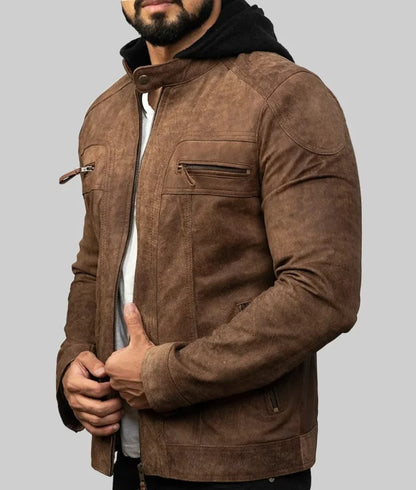 Real Men’s Brown Distressed Vintage Biker Leather Jacket