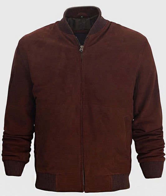 Kimber Men’s Dark Brown Suede Leather MA-1 Bomber Jacket