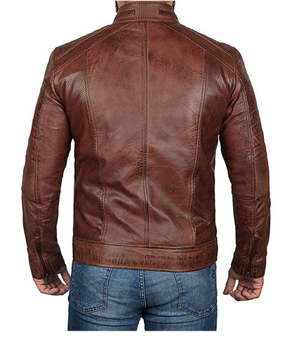 Landon Men’s Brown Distressed Classic Cafe Racer Leather Jacket
