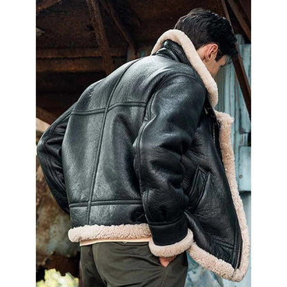 Men’s B3 Bomber RAF Aviator Shearling Leather Motorcycle Jacket