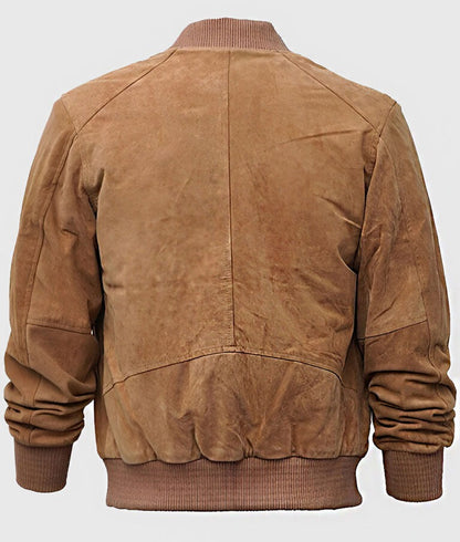 Trendy Men’s Brown Suede Bomber Jacket – Stylish Casual Outerwear