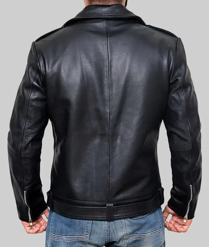 Lester Men’s Black Leather Biker Jacket
