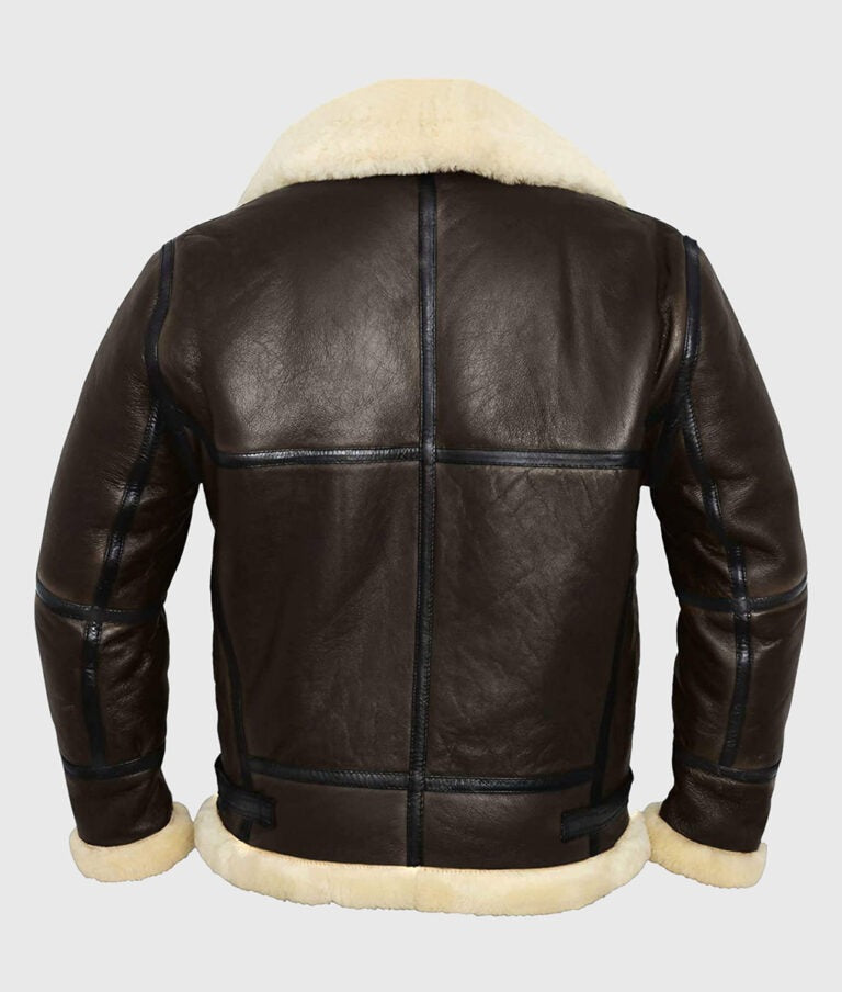 Luz Men’s B-3 Shearling Brown Leather Aviator Jacket