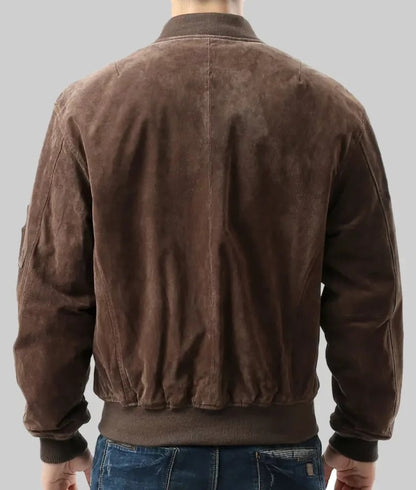 Major Men’s Brown MA-1 Suede Leather Flight Bomber Jacket