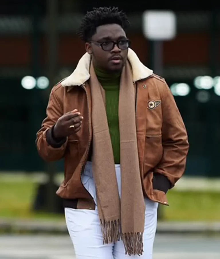 Major Men’s Brown Military Shearling Leather Bomber Jacket