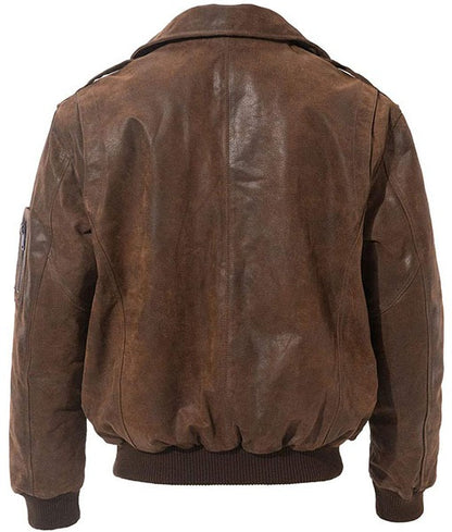 Martin Men’s A-2 Brown Leather Bomber Flight Jacket