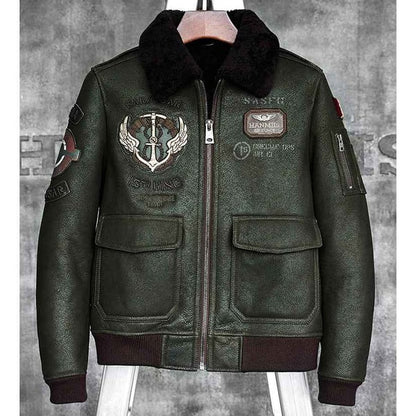 Men’s Aviator B3 RAF Shearling Sheepskin Pilot Leather Jacket