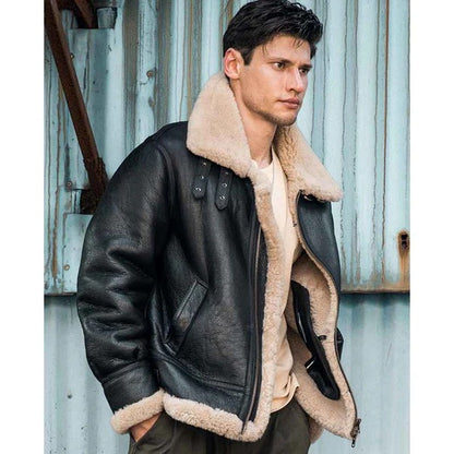 Men’s B3 Bomber RAF Aviator Shearling Leather Motorcycle Jacket
