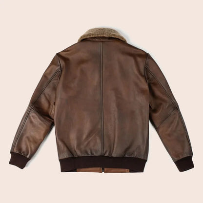 Men's G-1 Flight Chocolate Brown Genuine Leather Bomber Jacket