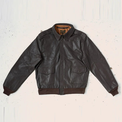 Men's Brown A2 Flying Leather Bomber Jacket