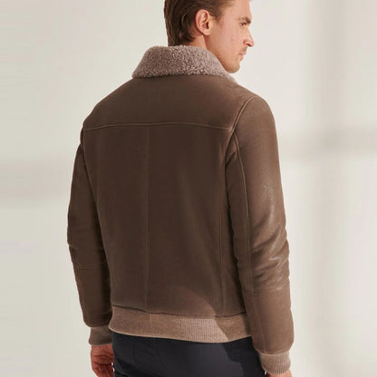 Men’s Light Brown Leather Bomber Jacket