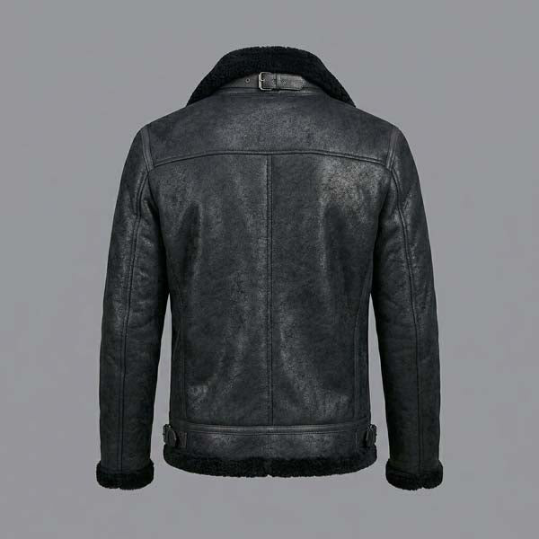 Men's Black B3 Shearling Leather Flying Jacket with Aviator Style