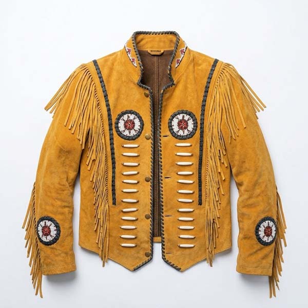 Men's Brown Genuine Leather Western Carnival Jacket with Heritage Detail