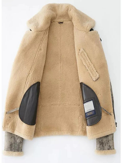 Men's Fur B3 Flight Aviator Biker Shearling Bomber Jacket - Premium 2023