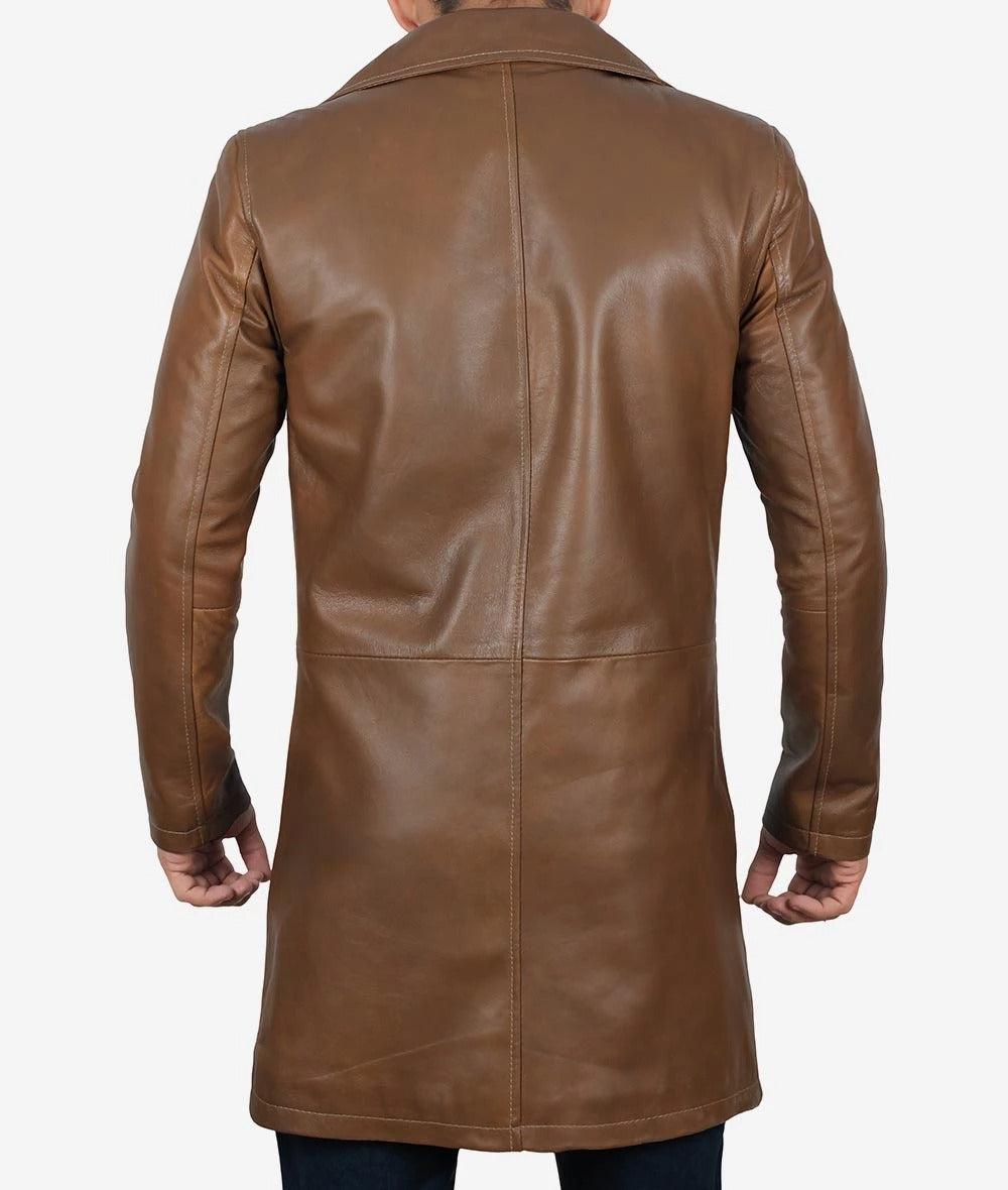 Men's Real Lambskin Leather Brown Coat - Classic Elegance