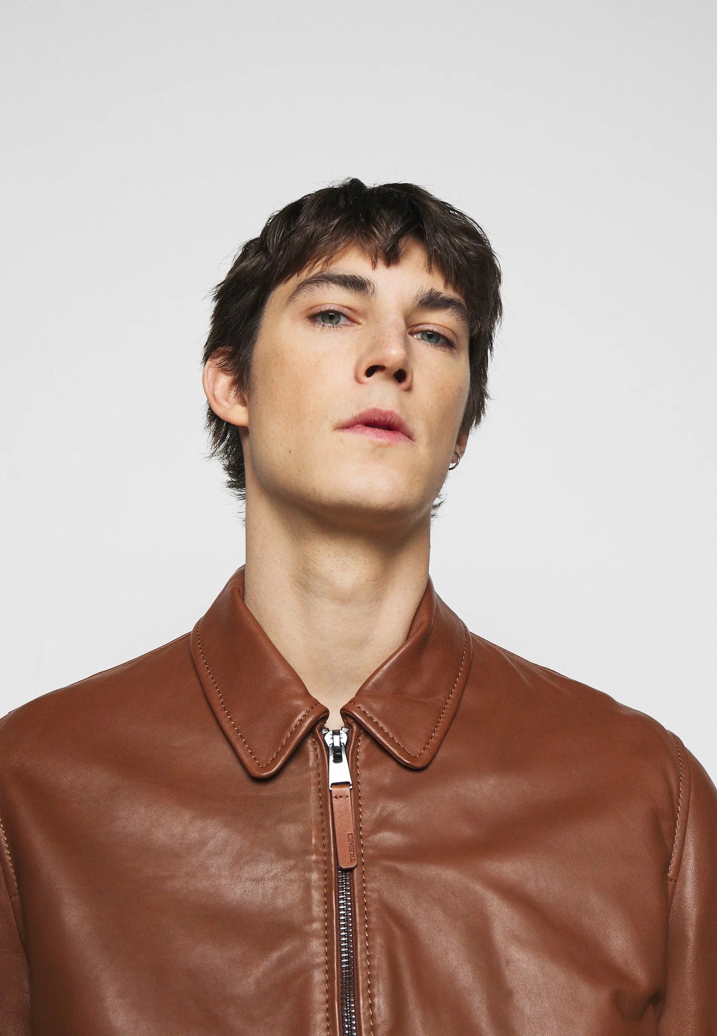 Men's Tan Brown Leather Bomber Jacket - Timeless Elegance