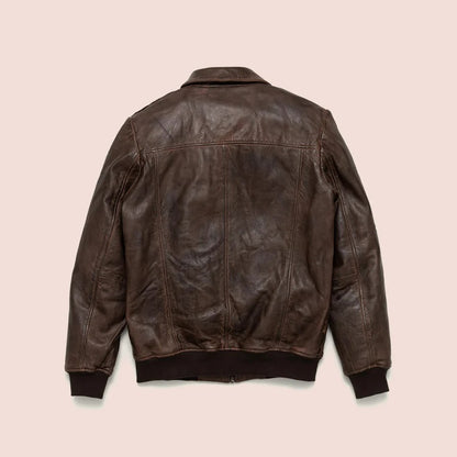 Men's Vintage A-2 Brown Leather Bomber Jacket