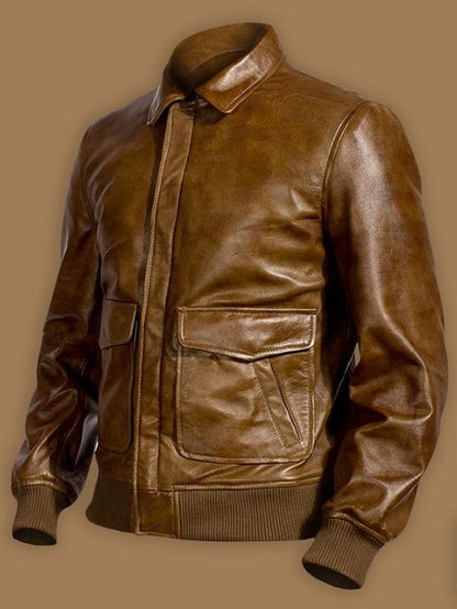 Men’s B-15 Brown Leather Flight Bomber Jacket