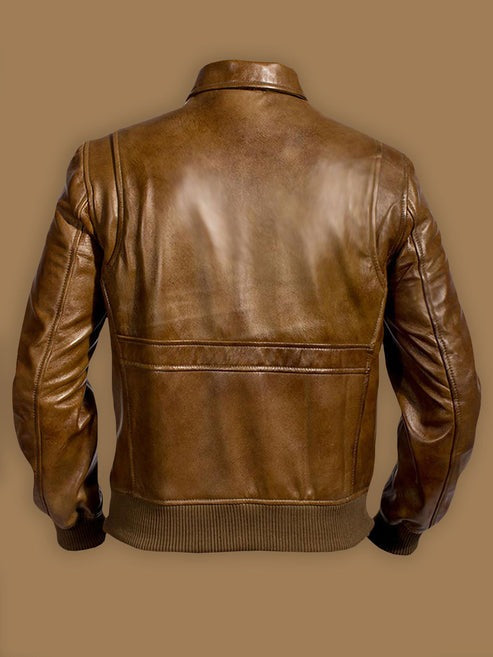 Men’s B-15 Brown Leather Flight Bomber Jacket
