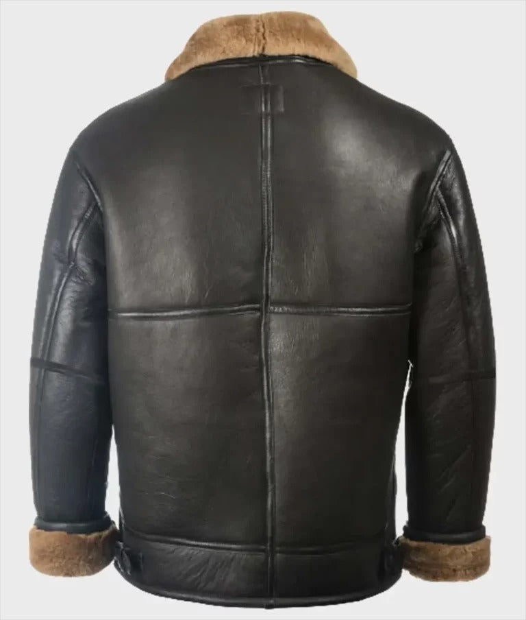 Men’s Brown Shearling Aviator B3 Bomber Leather Jacket