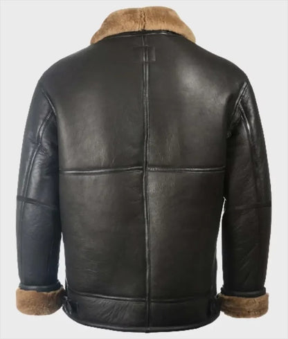 Men’s Brown Shearling Aviator B3 Bomber Leather Jacket