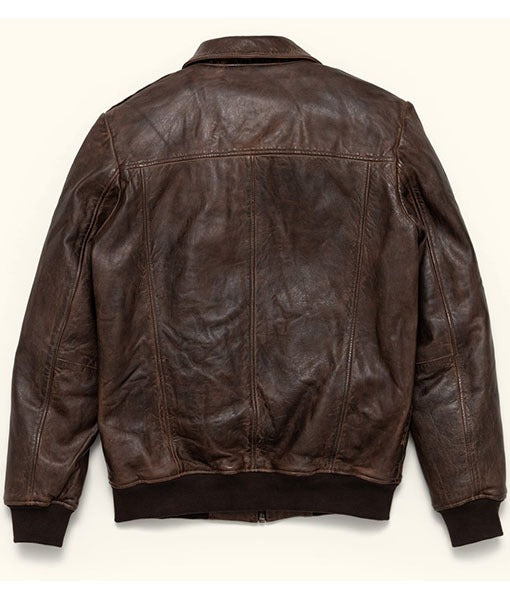 Men’s Choco Brown Real Leather Bomber Jacket