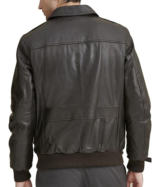Men’s Classic Brown A-2 Leather Flight Bomber Jacket