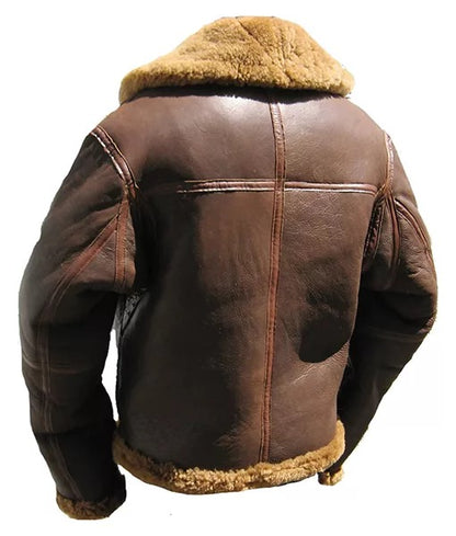 Men’s Classic Brown Shearling B3 Aviator Bomber Jacket