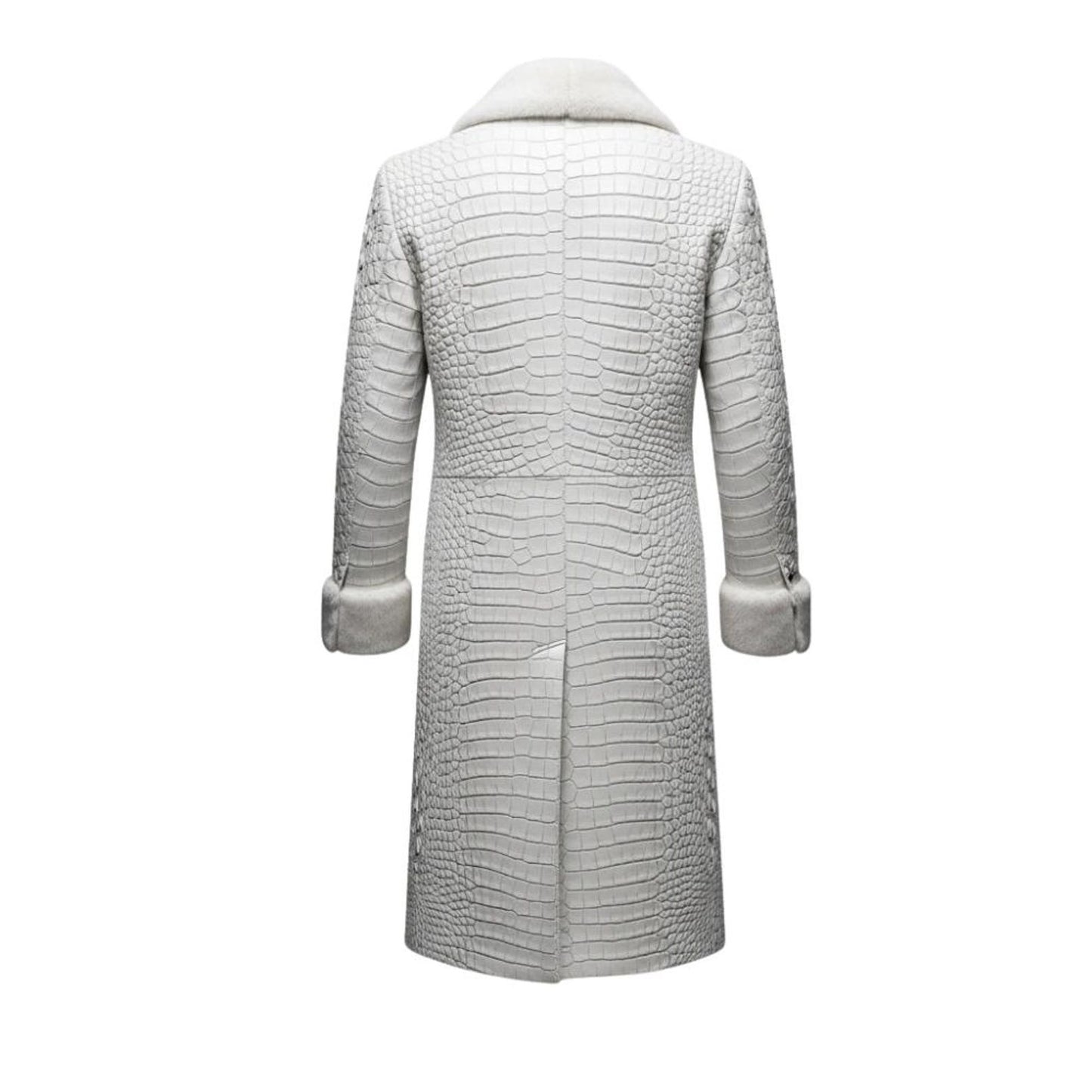 Men’s Crocodile Embossed Genuine Leather Trench Coat – Gothic Steampunk Style