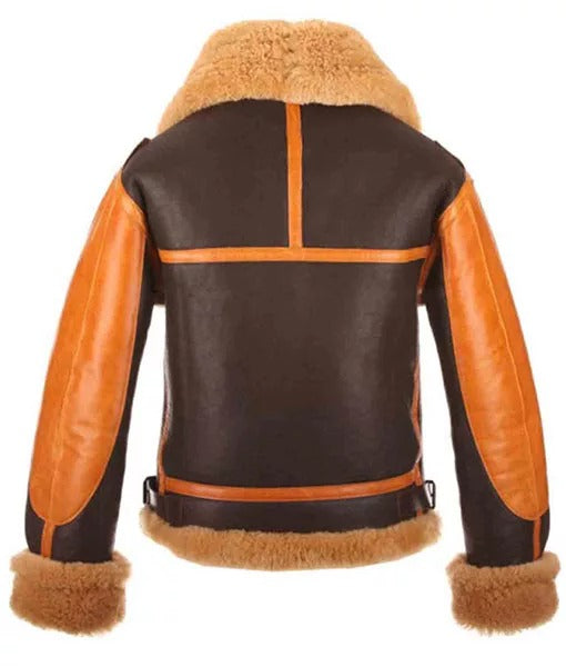 Men’s RAF B-3 Shearling Aviator Bomber Leather Jacket